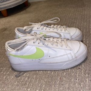 Nike Blazer Low Platform Sneakers (bright green swoosh!)